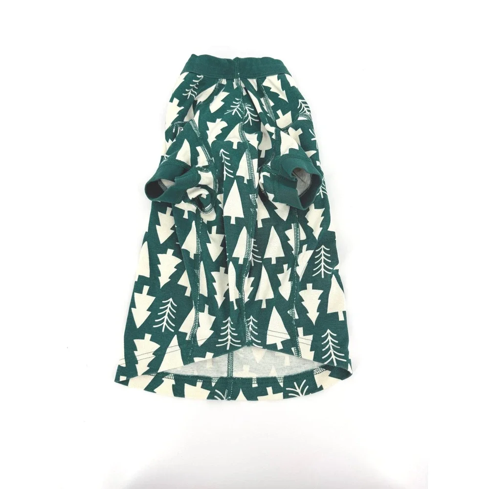 Hanna‎ Andersson Dog Pajamas Green White Evergreen Tree Organic Cotton Large